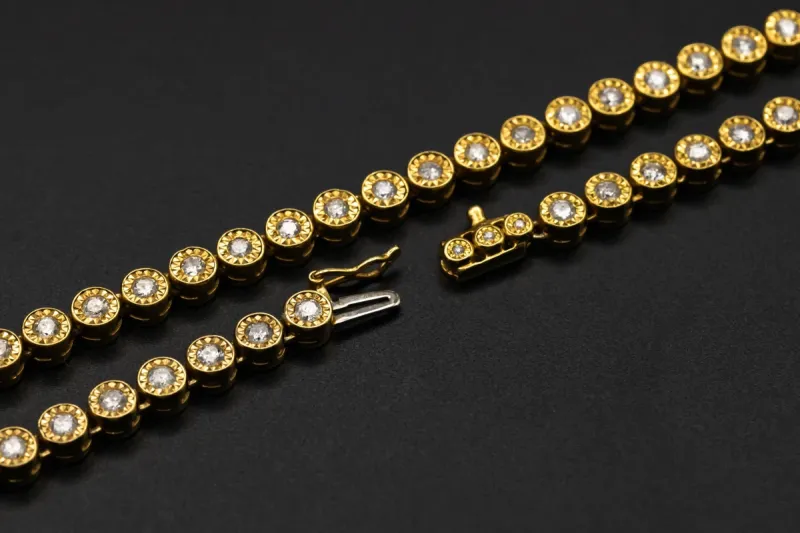 9ct Yellow Gold Diamond Tennis Necklace 13.30ct