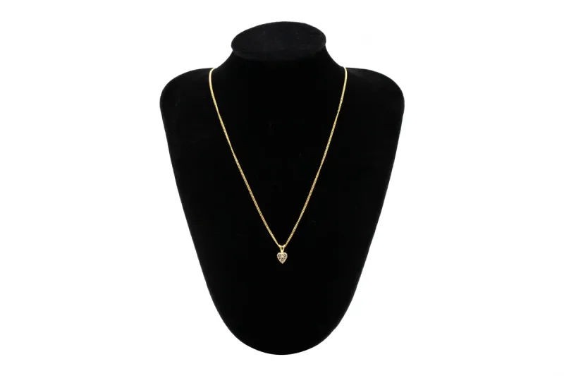 18ct Yellow Gold Three Diamond Heart Necklace 0.10ct