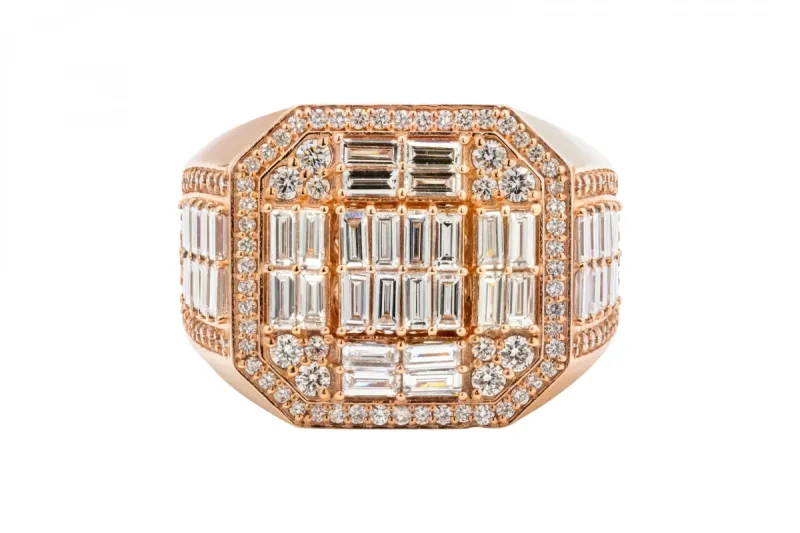 9ct Rose Gold Diamond Mens Ring 1.81ct