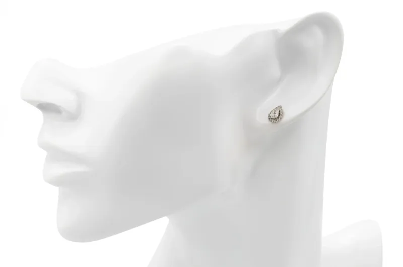 18ct White Gold Pear Shape Diamond Halo Stud Earrings 0.72ct
