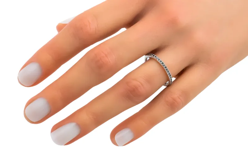 18ct White Gold Micro Pave Black Diamond Full Eternity Ring 0.29ct