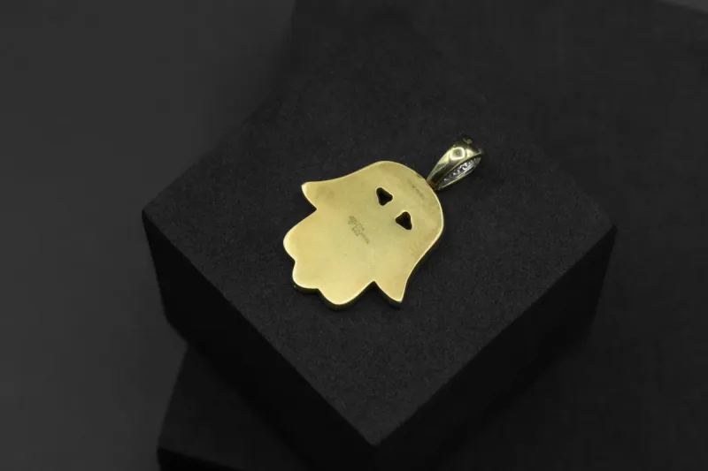 9ct Yellow Gold Hamsa Pendant 0.48ct