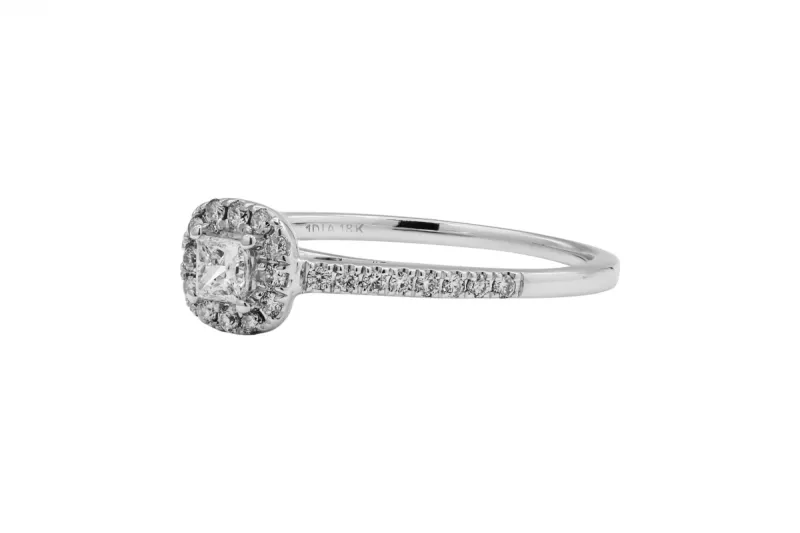 18ct White Gold Princess Cut Diamond Engagement Ring 0.52ct