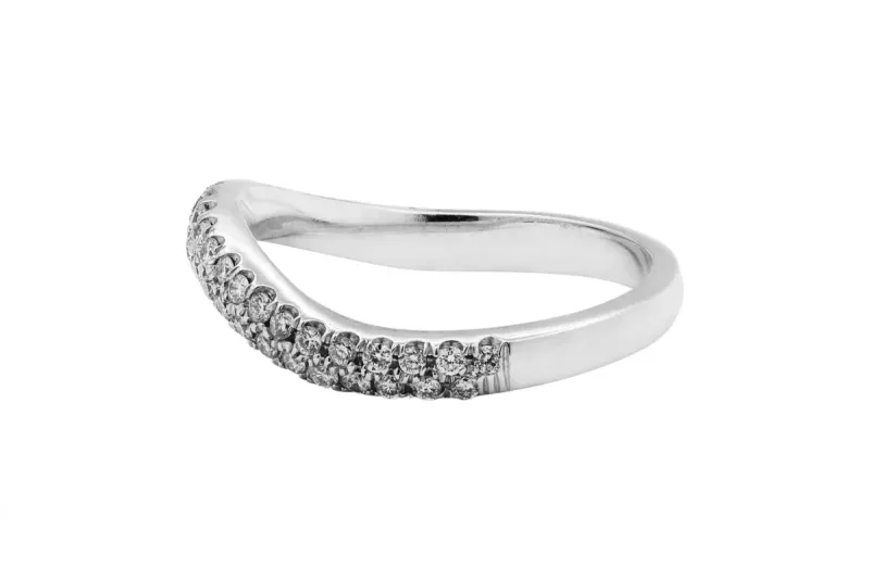 18ct White Gold Curved Pavé Diamond Ring 0.75ct