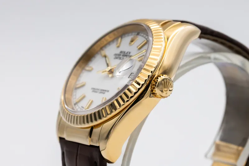 Rolex DateJust 36mm Brown Leather Strap 116138 2010