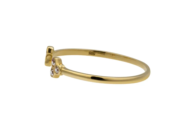 14ct Yellow Gold White Cubic Zirconia Open Ring Size P 1g