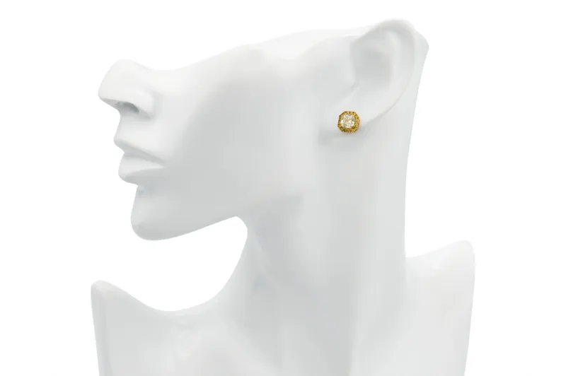 18ct Yellow Gold Diamond Asscher Cut Stud Earrings 2.20ct 3.3g