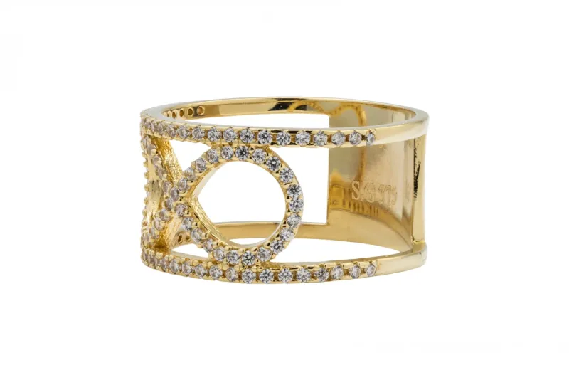9ct Yellow Gold Cubic Zirconia Infinity Ring 3.4g