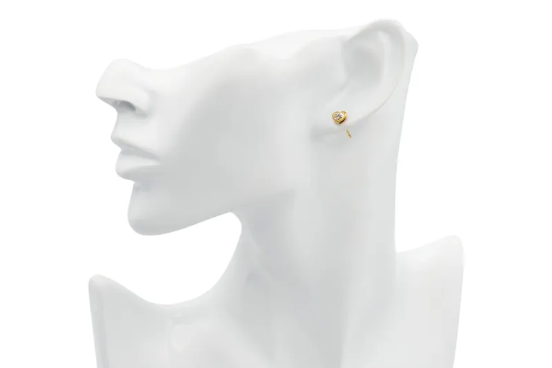 Lab Diamond Heart Gold Plated Sterling Silver Stud 1.06ct