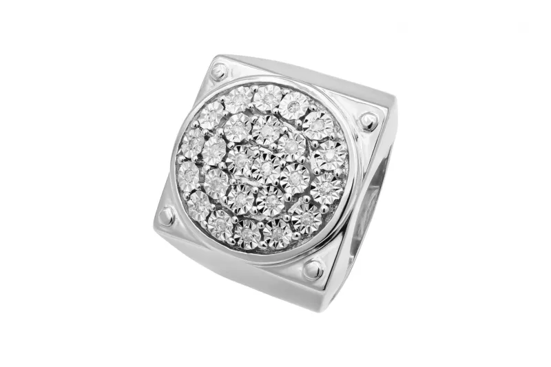 9ct White Gold Diamond Mens  Ring 0.25ct