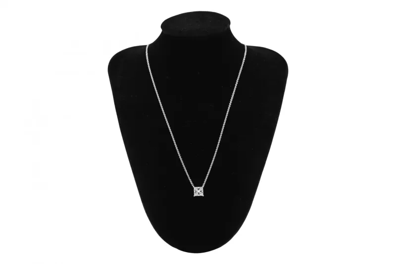 18ct White Gold Princess Cut Lab Diamond Necklace 2.02ct GIA Certified