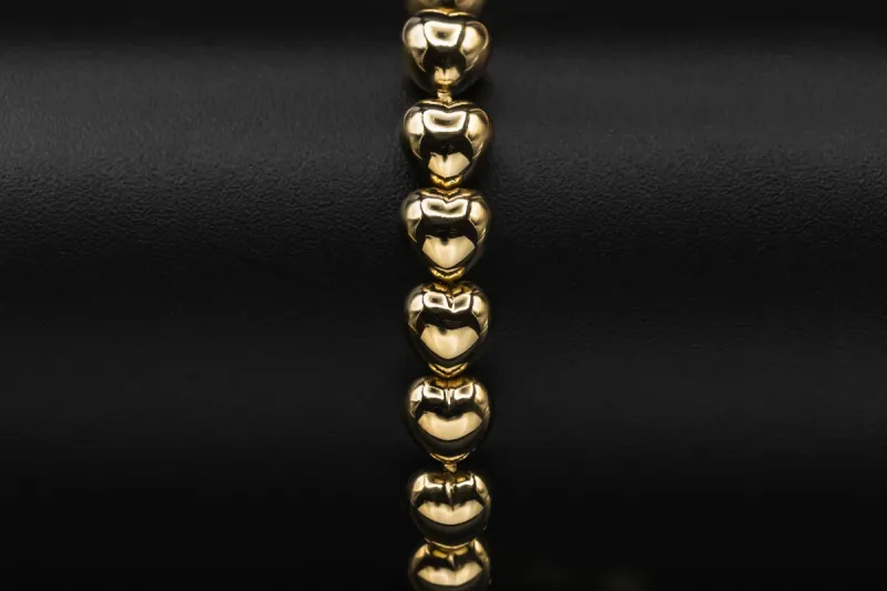 18ct Yellow Gold Heart Bracelet 16.2g