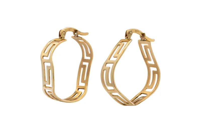 9ct Yellow Gold Patterned Gold Hoops 2.8g