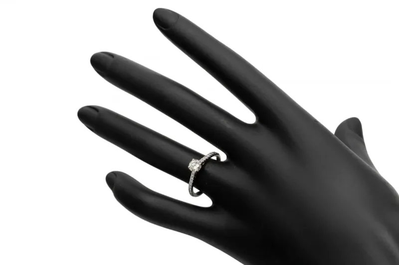 Platinum Solitaire Diamond Ring With Pavé Shoulders 0.58ct