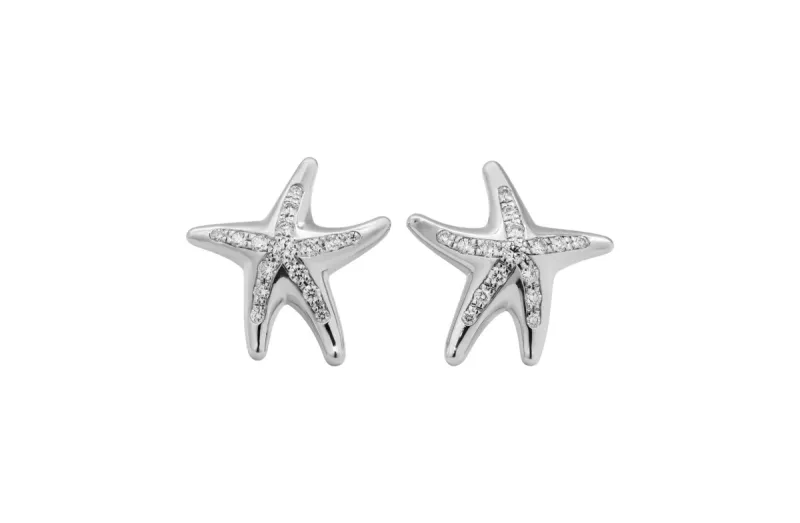 18ct White Gold Tiffany & Co. Elsa Peretti Vintage Diamond Starfish Studs 0.30ct