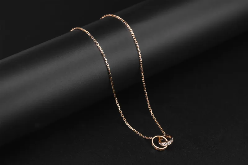 Cartier LOVE Half-Pavé Diamond Pendant 18ct Rose Gold Necklace 0.22ct