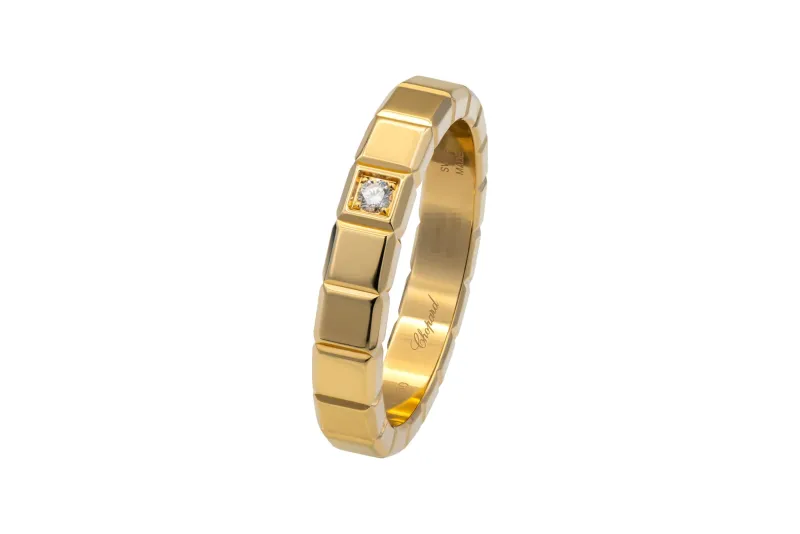 Chopard Ice Cube Ring 18ct Yellow Gold & Diamond 0.03ct Size R