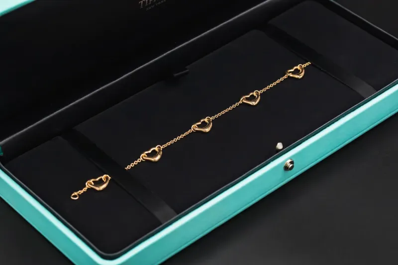Tiffany & Co Elsa Peretti® Open Heart 18ct Rose Gold Bracelet 7.1g