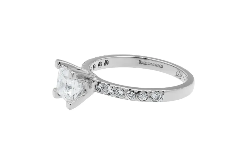 Platinum Princess Cut Diamond Solitaire Engagement Ring 1.03ct GIA CERTIFIED