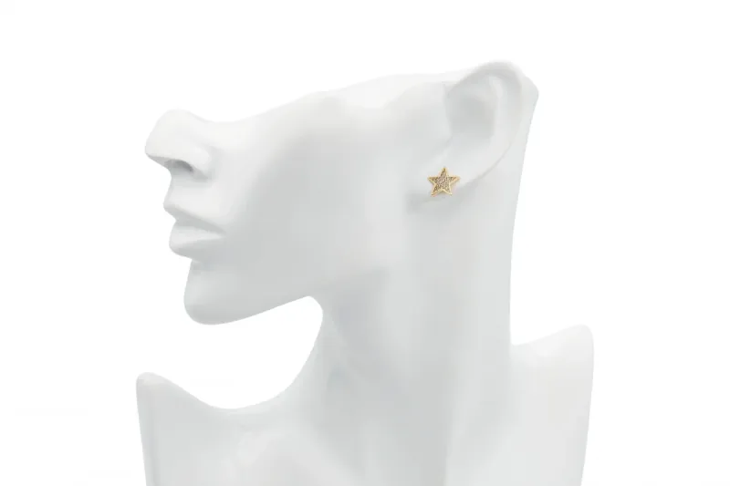 9ct Yellow Gold Cubic Zirconia Star Stud Earrings 2.1g