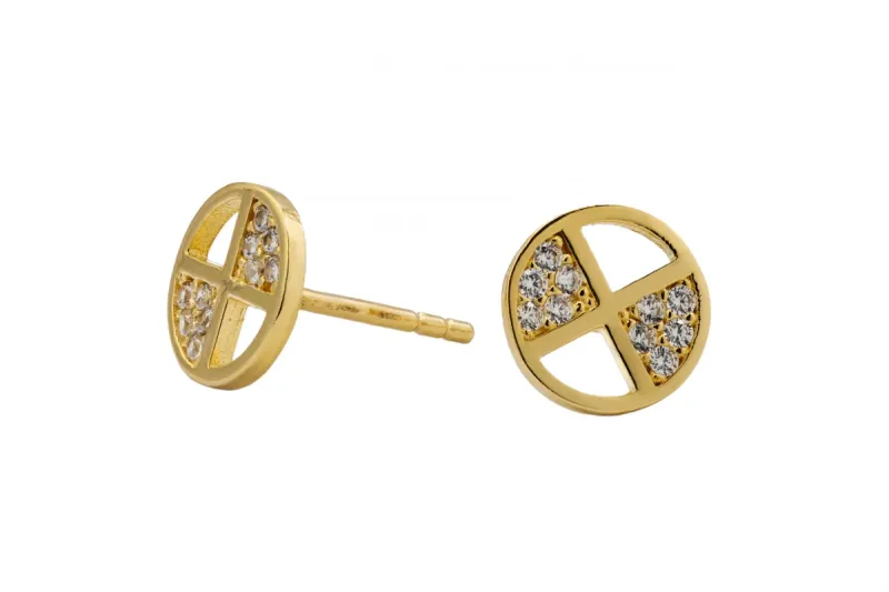 14ct Yellow Gold Cubic Zirconia Stud Earrings