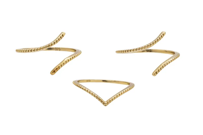 9ct Yellow Gold Puzzle Ring 3 Piece 3.9g