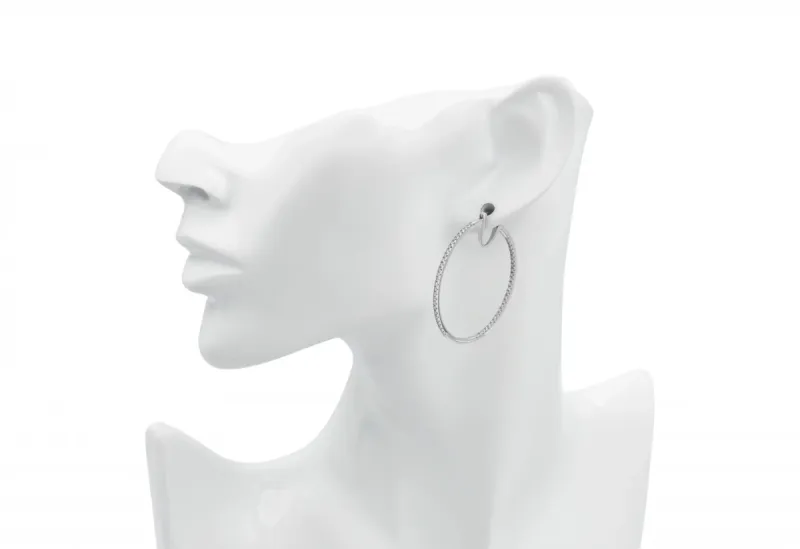 18ct White Gold Diamond Hoop Earrings 0.92cts