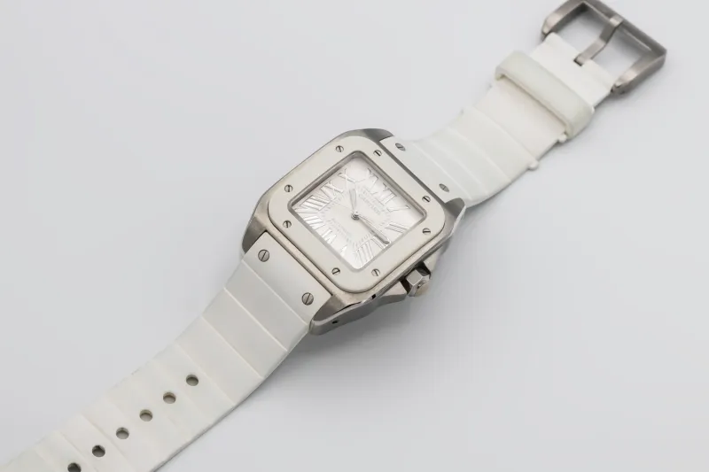 Cartier Santos 100 Midi 33mm White Rubber 2878 Circa 2010