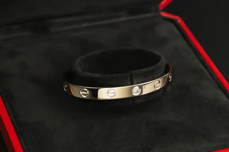 Cartier LOVE Bracelet Open 1 Diamond 18ct White Gold Size 16
