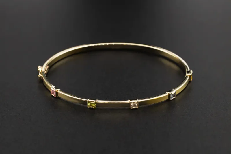 9ct Yellow Gold Slim Gold Diamond Bracelet 4g