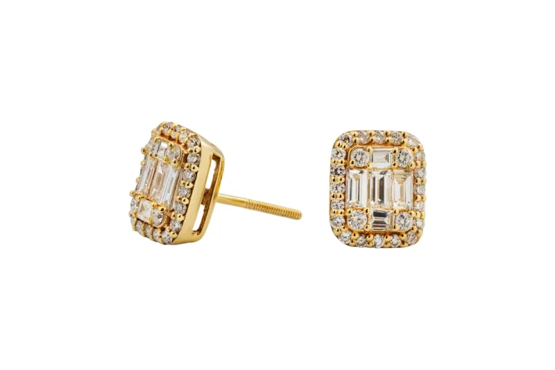 9ct Yellow Gold Diamond Cluster Stud Earrings 0.71ct