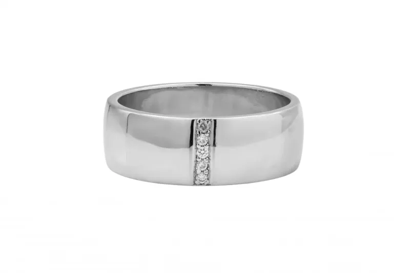 Platinum Diamond D-Shape Wedding Band