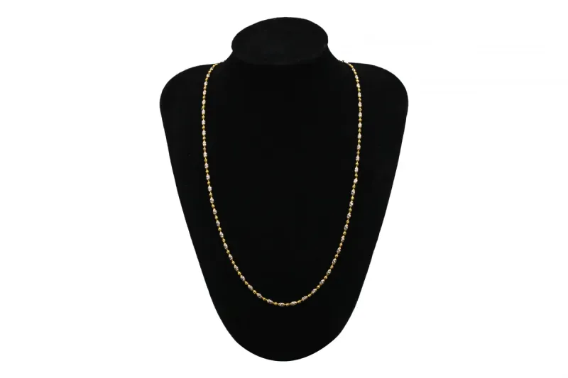 14ct Yellow Gold Diamond Cut Ball Chain Necklace 17"
