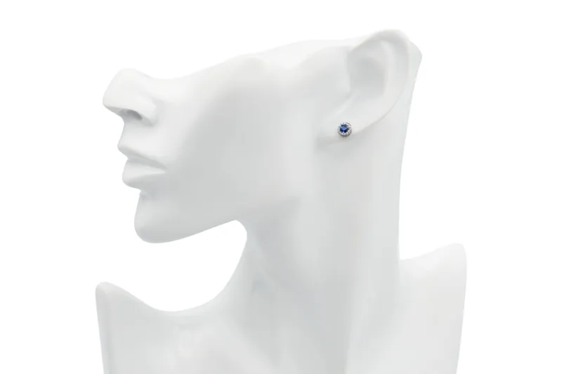 Platinum Diamond & Sapphire Stud Earrings 0.12ct