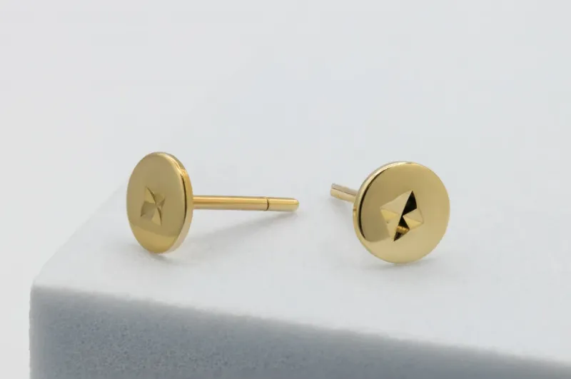 9ct Yellow Gold Flat Round Studs