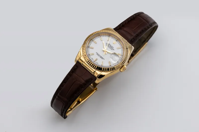 Rolex DateJust 36mm Brown Leather Strap 116138 2010