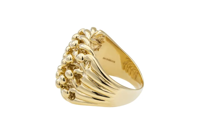 9ct Yellow Gold Solid 5 Row Keeper Ring  28.9g