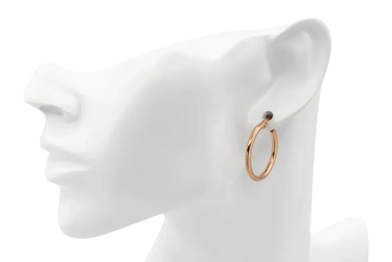 9ct Rose Gold Plain Hoop Earrings 1.4g