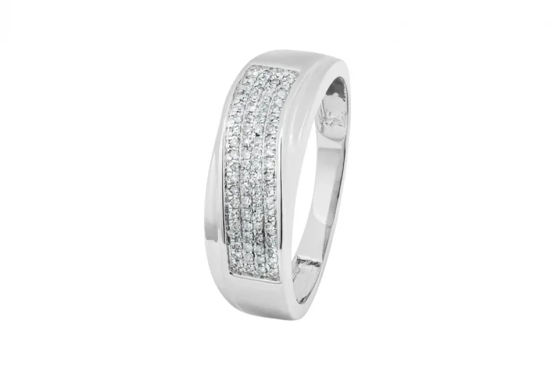 9ct White Gold Mens Diamond Ring 0.76ct