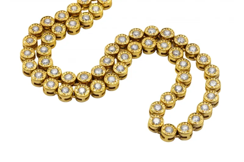 9ct Yellow Gold Diamond Tennis Necklace 13.30ct