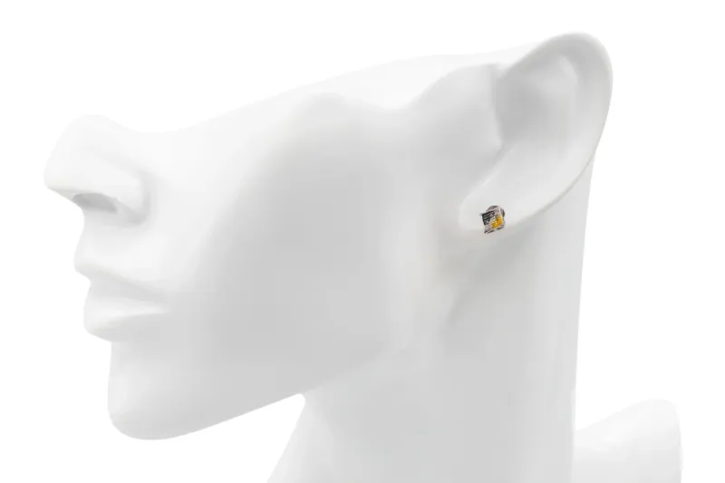 9ct White Gold Multi Colour Diamond Square Stud Earrings 0.10ct