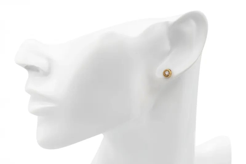 9ct Yellow Gold Rub Over Diamond Stud Earrings 0.60ct