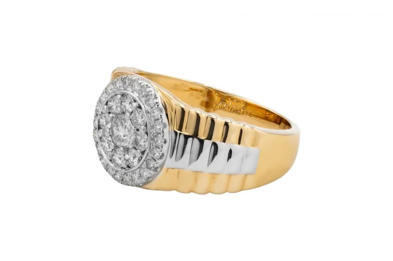 9ct Yellow Gold Diamond Mens Ring 1.05ct