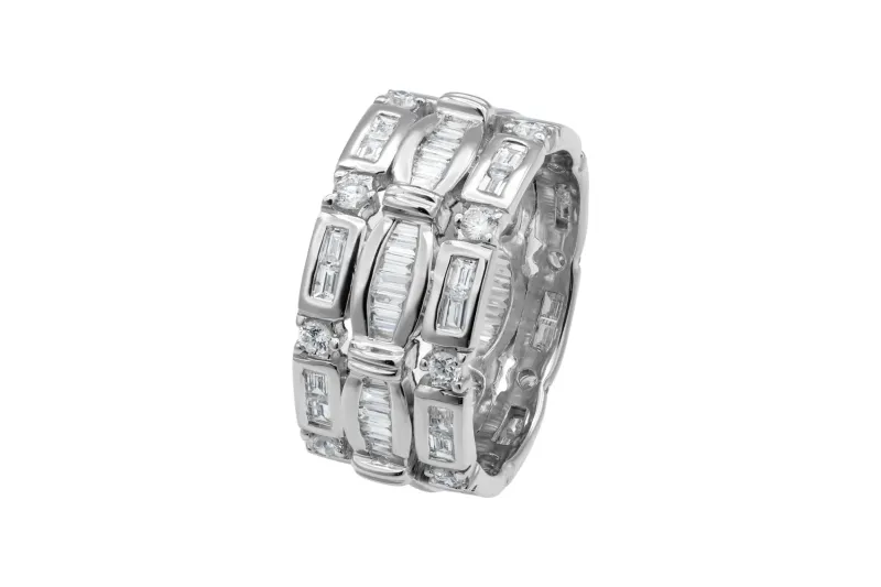 14ct White Gold Diamond Baguette & Brilliant Eternity Ring 2.00ct