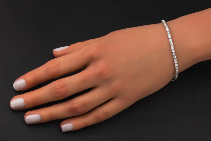 Sterling Silver Lab Grown Brilliant Cut Diamond Tennis Bracelet 3.19ct