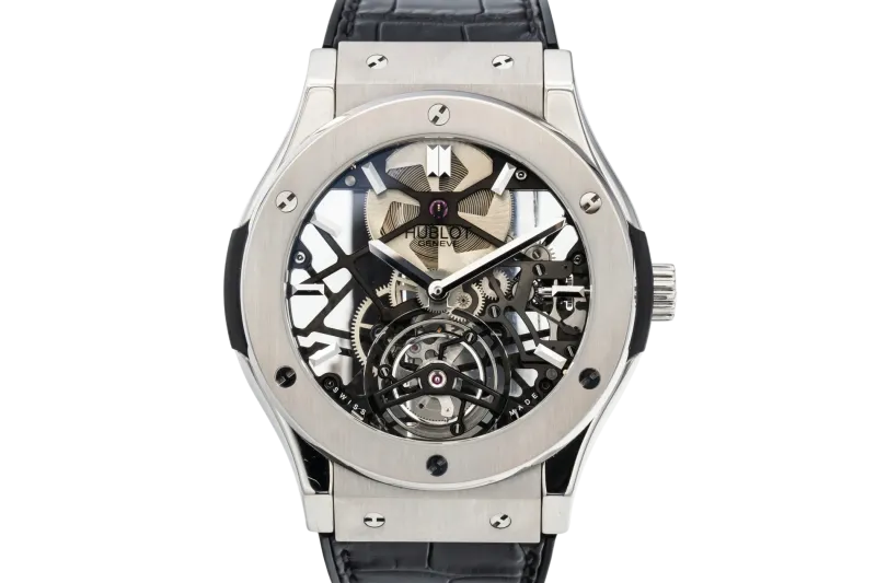 Hublot Classic Fusion Tourbillon 45mm Black Leather 505.NX.0170.LR Circa 2015
