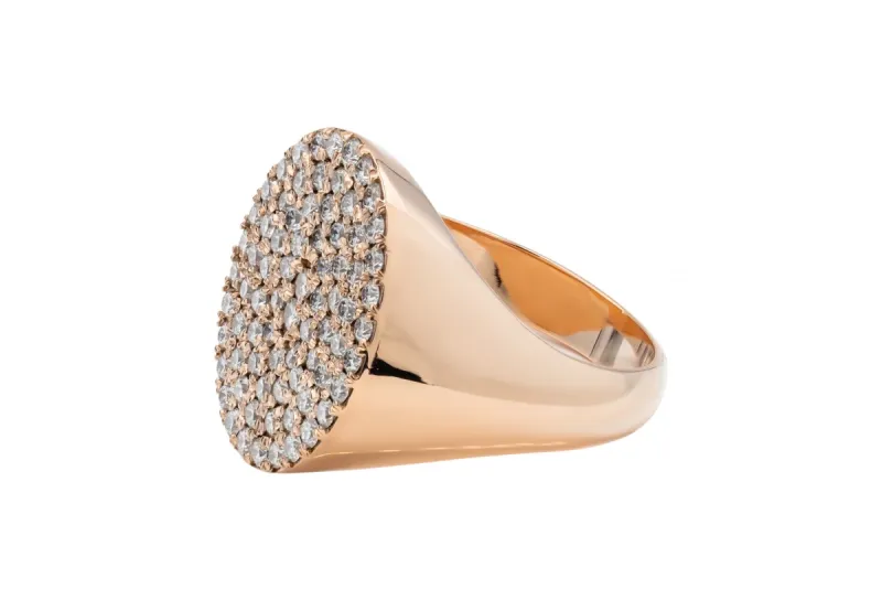 9ct Rose Gold Oval Diamond Mens Ring 2.00ct