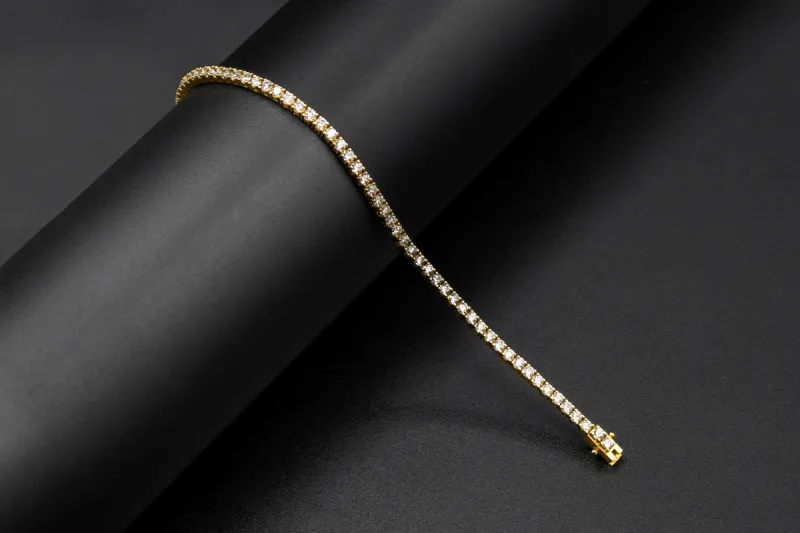 18ct Yellow Gold Round Brilliant Diamond Tennis Bracelet 4.92ct