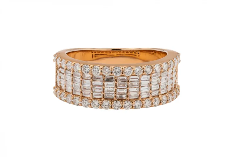 18ct Rose Gold Round Brilliant Diamond Mens Ring 1.35ct