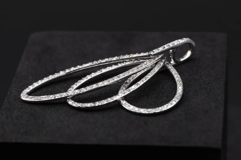18ct White Gold Diamond Triple Loop Swing Pendant 0.78ct